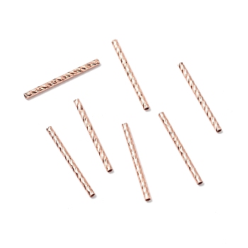 Rack Plating Brass Straight Tube Beads, Cadmium Free & Lead Free, Long-Lasting Plated, Rose Gold, 19.5~20x1.5mm, Hole: 0.9mm