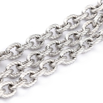 304 Stainless Steel Rolo Chains, Unwelded, with Spool, Stainless Steel Color, Link: 7x5.5x1.5mm, about 32.8 Feet(10m)/roll
