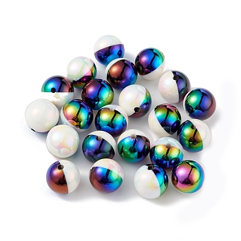 Opaque Acrylic Beads, AB Color, Round, Colorful, 16x15.5mm, Hole: 2.4mm