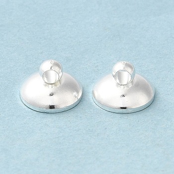 Brass Bead Cap Pendant Bails, for Globe Glass Bubble Cover Pendants, Vail, Lid, Silver, 8x6mm, Hole: 1mm