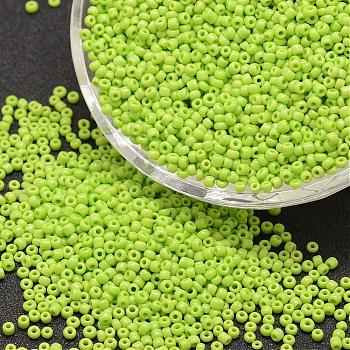 8/0 Glass Seed Beads, Grade A, Round, Opaque Colours, Green Yellow, 2.8~3.2mm, Hole: 1.0mm, about 1500pcs/50g