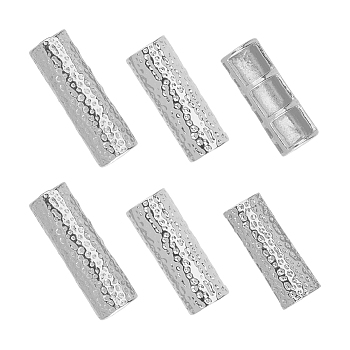 6pcs 3 styles Alloy Watch Band Adapter Connectors, Hammered, Column, Platinum & Silver, 19.5~24x7.5~8x5~7mm, hole: 1.7~2.5mm and 2.5~4x2~5mm, 2pcs/style