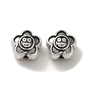 Tibetan Style Alloy Beads, Cadmium Free & Lead Free, Antique Silver, Flower, 9.5x10x6mm, Hole: 1.5mm, about 564pcs/1000g