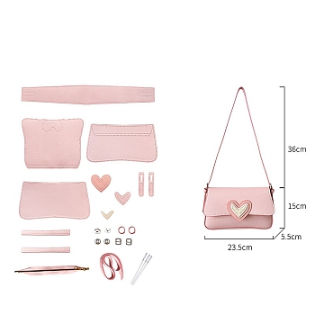 DIY Heart PU Leater Handbag Making Kit, Pink, 23.5x15.5x5.5cm