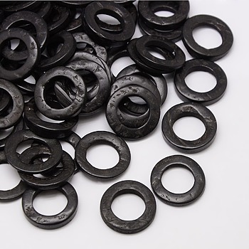 Dyed Wood Jewelry Findings Coconut Linking Rings, Black, 20~23x2~5mm