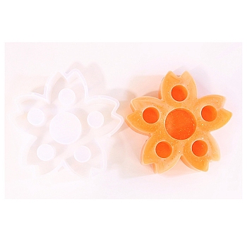 Silicone Mold, Epoxy Resin Craft Making, Perforated Candle Holder, White, Flower, 155x155mm, Inner Diameter: 20~40mm