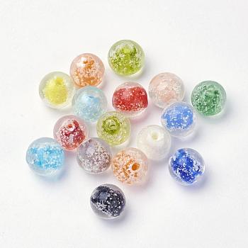 Handmade Luminous Lampwork Beads, Round, Mixed Color, 12mm, Hole: 2mm
