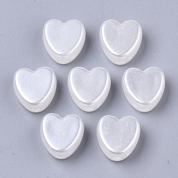 ABS Plastic Imitation Pearl Beads, Heart, Creamy White, 8x8x4mm, Hole: 1.5mm, about 2060pcs/500g