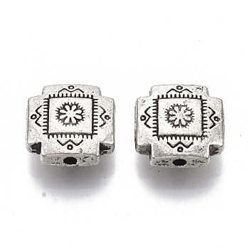 Tibetan Style Alloy Beads, Cadmium Free & Lead Free, Cross, Antique Silver, 12x12x5mm, Hole: 1.6mm, about 359pcs/1000g