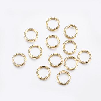 304 Stainless Steel Open Jump Rings, Real 24K Gold Plated, 8x1.2mm, Inner Diameter: 6mm