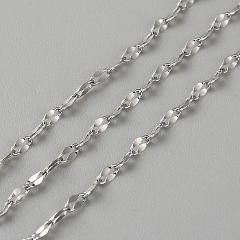 Stainless Steel Dapped Chains, Soldered, with Spool, Stainless Steel Color, 4x2x0.1mm