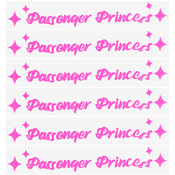 PVC Passenger Princess Self Adhesive Car Stickers, Waterproof Word Car Rearview Mirror Decorative Decals for Car Decoration, Hot Pink, 18x105x0.3mm