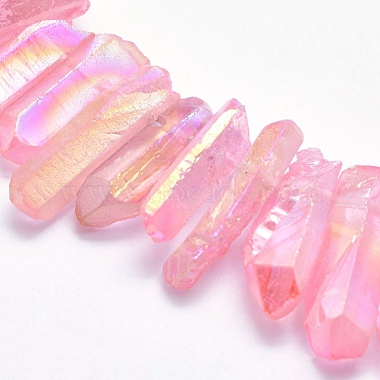 Electroplated Natural Quartz Crystal Beads Strands(G-P368-05E)-3