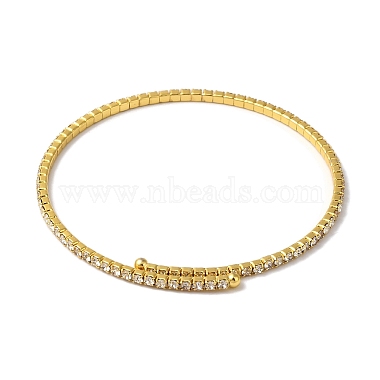 Rack Plating Brass Pave Clear Cubic Zirconia Adjustable Open Cuff Bangles(BJEW-S150-04G)-2