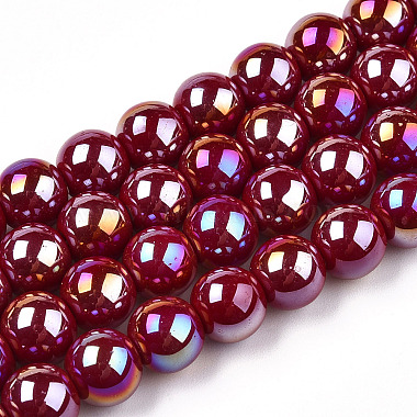 Dark Red Round Glass Beads