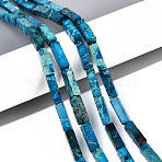 Natural Imperial Jasper Beads Strands, Cuboid, Dyed, Deep Sky Blue, 13~13.5x4.2~4.5x4.2~4.5mm, Hole: 1.2mm, about 28~30pcs/strand, 14.96 inch~15.16 inch(38~38.5cm)(G-L515-01E)