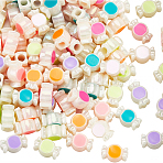 UV Plating Rainbow Iridescent Acrylic European Beads, Large Hole Beads, with Enamel, Candy, Mixed Color, 10x15.5x7.5mm, Hole: 4mm(SACR-SC0001-55)