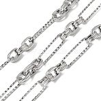 304 Stainless Steel Oval Link Chains, Unwelded, with Spool, Stainless Steel Color, Link: 20x5x1mm & 7x5x2.5mm(CHS-G047-01P)