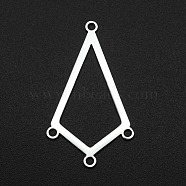 201 Stainless Steel Chandelier Components Links, 4 Loop Links, Laser Cut, Kite Shape, Stainless Steel Color, 34x20x1mm, Hole: 1.6mm(STAS-R111-LA070)