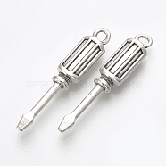 Tibetan Style Alloy Enamel Settings, Screwdriver, Lead Free & Cadmium Free, Antique Silver, 30x6x4mm, Hole: 1.5mm, about 305pcs/500g(TIBE-T010-13AS-RS)