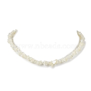 Bohemia Natural White Mother of Pearl Shell Chip Beaded Necklaces, Holiday Beach Zinc Alloy Jewelry for Women and Girls, White, 15.87 inch(40.3cm)(NJEW-JN04784-01)