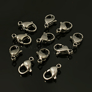 304 Stainless Steel Lobster Claw Clasps, Parrot Trigger Clasps, Stainless Steel Color, 17x10.5x5mm, Hole: 2.2mm(STAS-G035-G)