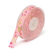 Floral Single-sided Printed Polyester Grosgrain Ribbons, Pearl Pink, 5/8 inch(16mm), about 100yards/roll(91.44m/roll)(SRIB-A011-16mm-240874)