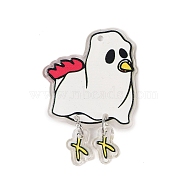 Halloween Theme Opaque Printed Acrylic Pendants, with Iron Findings, Chick, Chick, 48x32x1.8mm, Hole: 2.2mm(SACR-S034-12C)