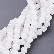 15.3 inch Natural White Jade Beads Strands, Round, Bead: 8mm in diameter, Hole: 1mm, about 47pcs/strand(X-GSR8mmC138)