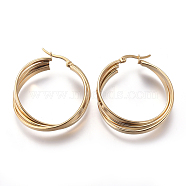 201 Stainless Steel Triple Hoop Earrings, with 304 Stainless Steel Pin, Hypoallergenic Earrings, Ring Shape, Golden, 40x35x10.5mm, Pin: 0.7mm(EJEW-A054-47G)