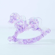 Natural Amethyst Chip & Resin Craft Display Decorations, Rocking Horse Figurine, for Home Feng Shui Ornament, 90x65x10mm(DJEW-PW0021-30G)