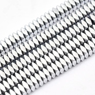 Electroplate Non-magnetic Synthetic Hematite Beads Strands, Vacuum Plating, Faceted, Square, Platinum Plated, 2x2x1mm, Hole: 0.6mm, about 406pcs/strand, 15.7 inch(40cm)(G-L489-D07)