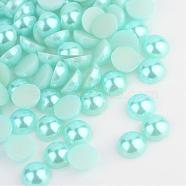 ABS Plastic Cabochons, Imitation Pearl, Half Round, Pale Turquoise, 3x1.5mm, about 10000pcs/bag(OACR-S012-3mm-Z19)