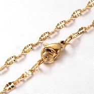 304 Stainless Steel Oval Link Chain Necklaces, with Lobster Claw Clasp, Golden, 19.7 inch(50cm)(NJEW-L136-05G)