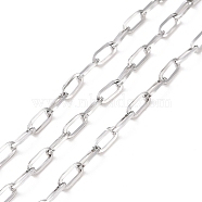 304 Stainless Steel Cable Chains, Unwelded, with Spool, Stainless Steel Color, 6~6.3x2.6x0.6mm, about 32.81 Feet(10m)/Roll(CHS-C002-03P-05)