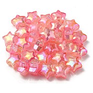 UV Plating Transparent Crackle Acrylic Beads, Gradient Color, Star, Pink, 20x21.5x13mm, Hole: 3mm(OACR-P010-09D)