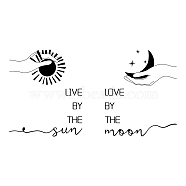 PVC Wall Stickers, Rectangle with Word LIVE BY THE SUN & LOVE BY THE MOON, for Home Living Room Bedroom Decoration, Moon Pattern, 490x270mm(DIY-WH0228-213)
