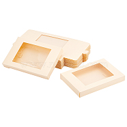 BENECREAT Foldable Creative Kraft Paper Box, Wedding Favor Boxes, Favour Box, Paper Gift Box, with Clear Window, Rectangle, Beige, Box: 12.5x8.5x1.5cm(CON-BC0001-89B)