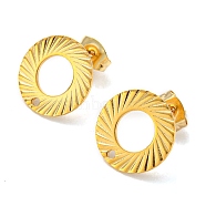 201 Stainless Steel Stud Earrings Finding, with 304 Stainless Steel Pins, Donut, Real 24K Gold Plated, 13mm, Hole: 1.2mm, Pin: 0.8mm(STAS-B045-13G-B)