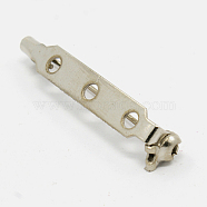 Iron Brooch Findings, Back Bar Pins, with Three Holes, Platinum, 32x5mm, Pin: 1mm(X-IFIN-D054-P)