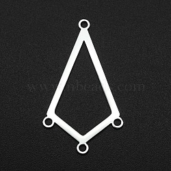 Tarnish Resistant 201 Stainless Steel Chandelier Components Links, 4 Loop Links, Laser Cut, Kite Shape, Stainless Steel Color, 34x20x1mm, Hole: 1.6mm(STAS-R111-LA070)