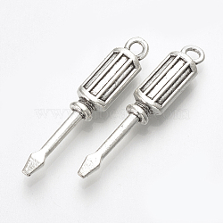 Tibetan Style Alloy Enamel Settings, Screwdriver, Lead Free & Cadmium Free, Antique Silver, 30x6x4mm, Hole: 1.5mm, about 305pcs/500g(TIBE-T010-13AS-RS)