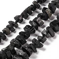 Natural Black Tourmaline Beads Strands, Nuggets, 13~23x12~15x6mm, Hole: 1.8mm, about 45~47pcs/strand, 17.52~18.31 inch(44.5~46.5cm)(G-F719-17)