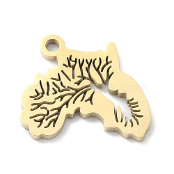 Ion Plating(IP) 304 Stainless Steel Pendants, Manual Polishing, Hollow, Map of Africa with Vein, Golden, 14x16x1mm, Hole: 1.6mm(STAS-D007-06G)