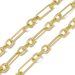 Brass Figaro Chains, with Spool, Unwelded, Long-Lasting Plated, Cadmium Free & Nickel Free & Lead Free, Real 18K Gold Plated, 22.5x7x1.5mm, 11x8x2mm, 10.5x8x2mm(CHC-P010-17G)