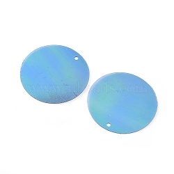 Ornament Accessories, Iridescent PVC Plastic Paillette/Sequins Pendants, Flat Round, Deep Sky Blue, 29~30x0.2mm, Hole: 1.5mm(PVC-WH0004-03H)