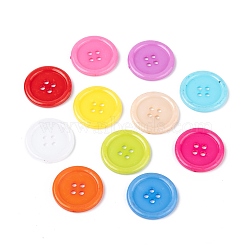 Acrylic Sewing Buttons, Plastic Shirt Buttons for Costume Design, 4-Hole, Dyed, Flat Round, Mixed Color, 25x3mm, Hole: 2mm(BUTT-E076-D-M)