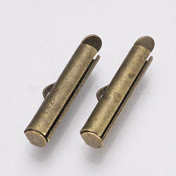 Brass Slide On End Clasp Tubes, Slider End Caps, Antique Bronze, 5.5~6x20x4mm, Hole: 1x3mm, Inner Diameter: 3mm(X-KK-Q747-11F-AB)