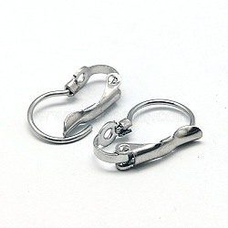 304 Stainless Steel Leverback Earring Findings, Stainless Steel Color, 5/8x3/8 inch(16.3x10mm), Hole: 1.4mm, Pin: 0.8mm(STAS-E007-4)