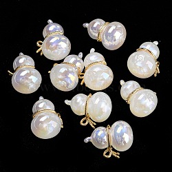 Acrylic Imitation Shell Beads, with Alloy Findings, Gourd, Snow, 19x13x12mm, Hole: 1mm(OACR-P023-01G)